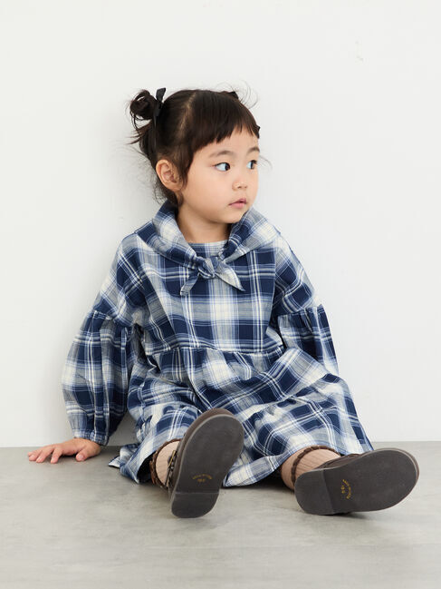 Samansa Mos2 Lagom「スカーフ付きチェックティアードワンピース」|ワンピース|