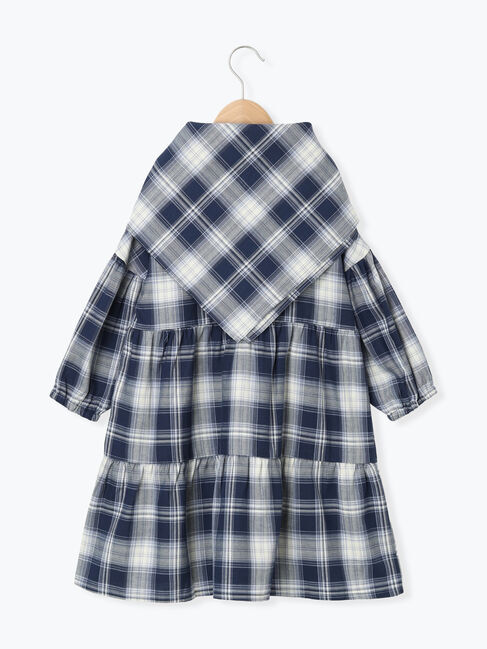 Samansa Mos2 Lagom「スカーフ付きチェックティアードワンピース」|ワンピース|