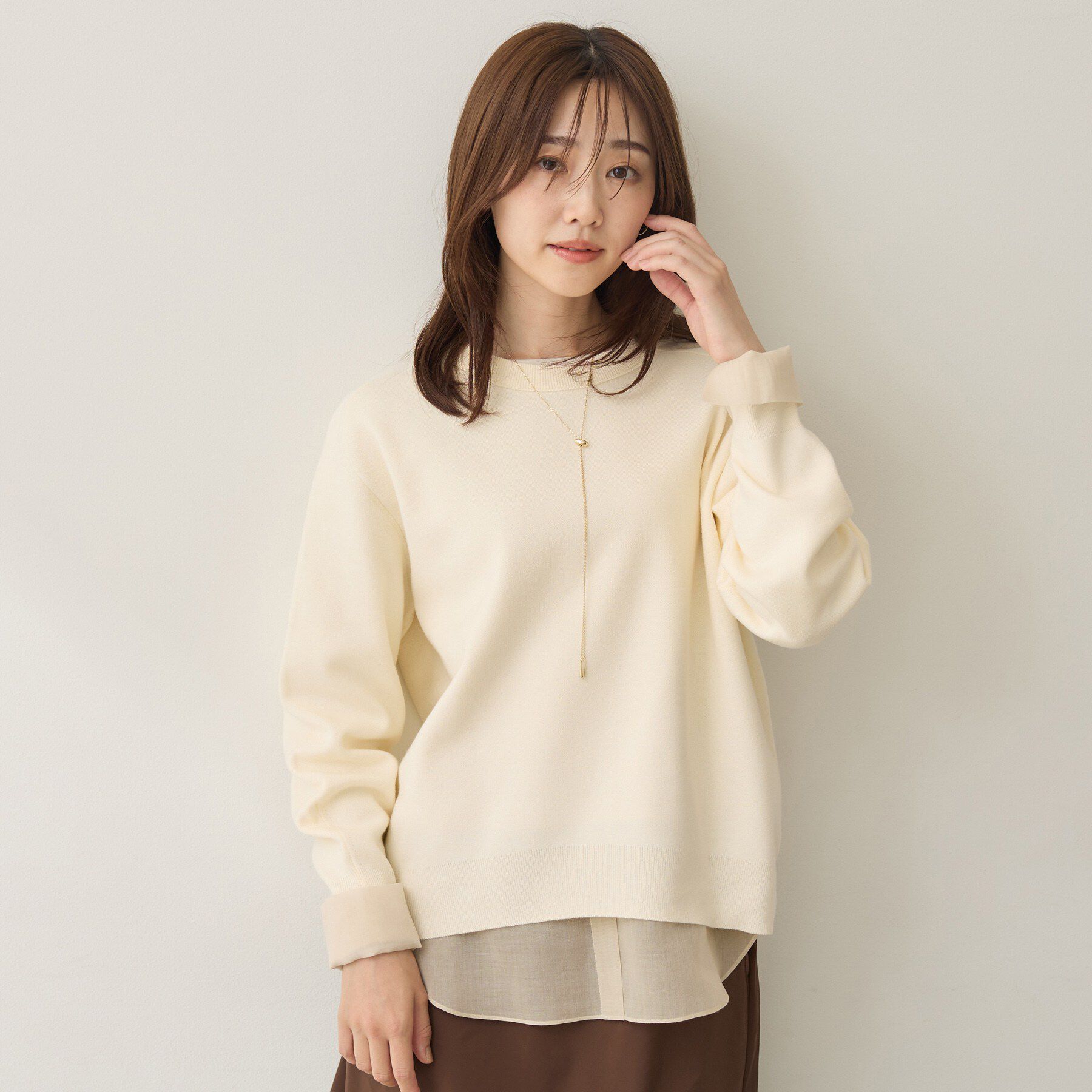 UNTITLED「【重ね着レイヤード】シャツディテールレイヤードプルオーバー」|Tシャツ・カットソー|