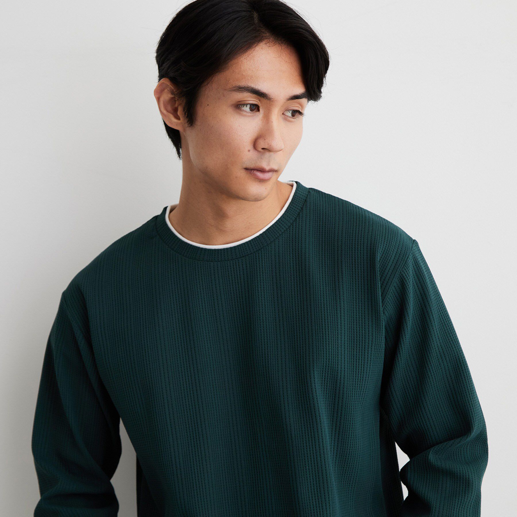 THE SHOP TK「【洗濯機OK】ワッフル レイヤード 長袖Tシャツ」|Tシャツ・カットソー|