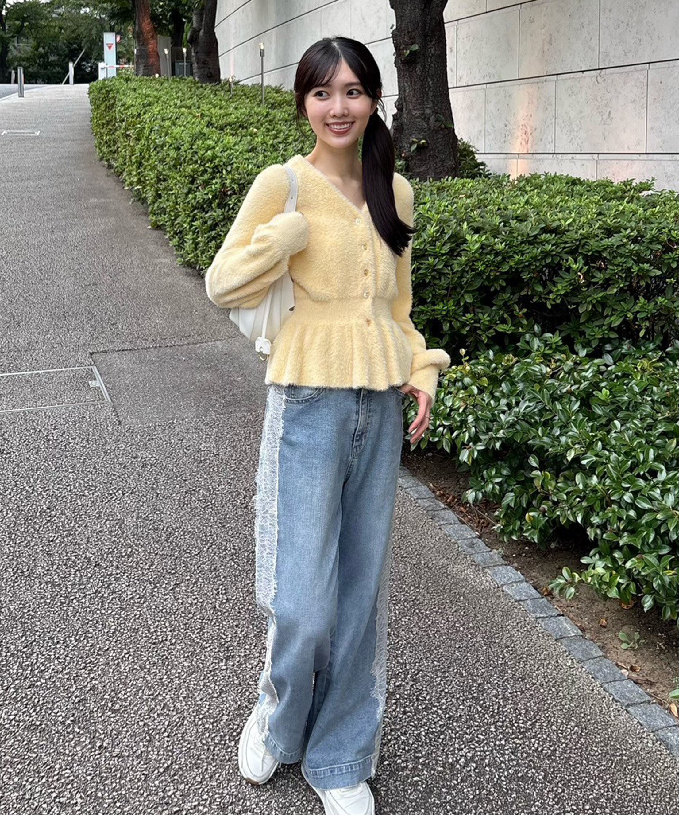  「[低身長サイズ/Sシリーズ]ベーシックワイドサイドレースデニムパンツ」|その他|