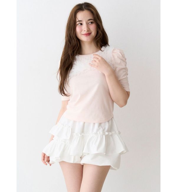 CALNAMUR「チュールフリルトップス」|Tシャツ・カットソー|