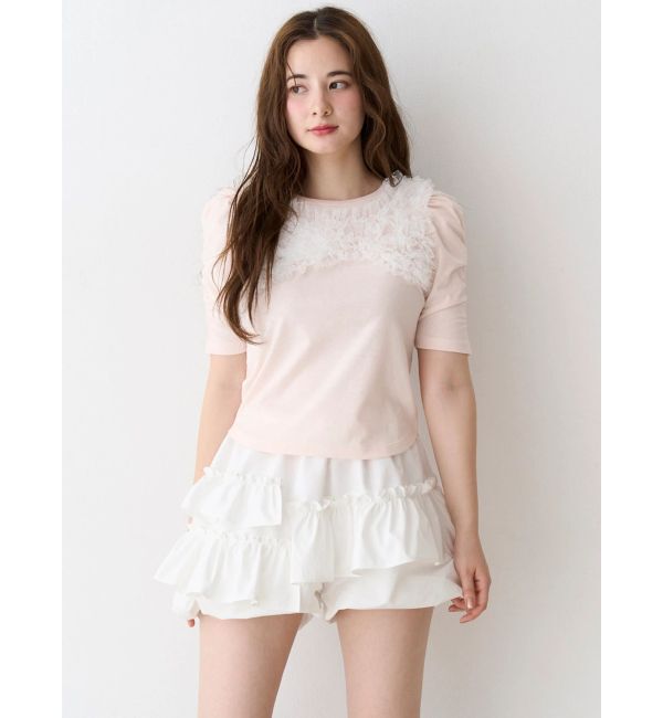 CALNAMUR「チュールフリルトップス」|Tシャツ・カットソー|