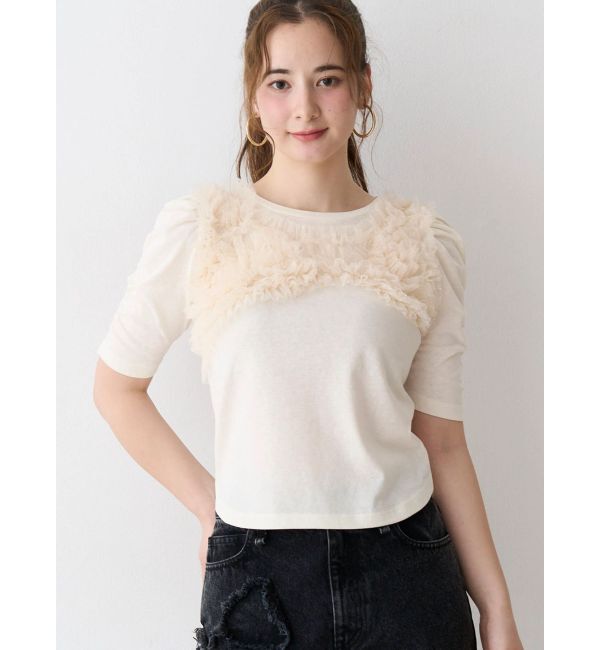 CALNAMUR「チュールフリルトップス」|Tシャツ・カットソー|