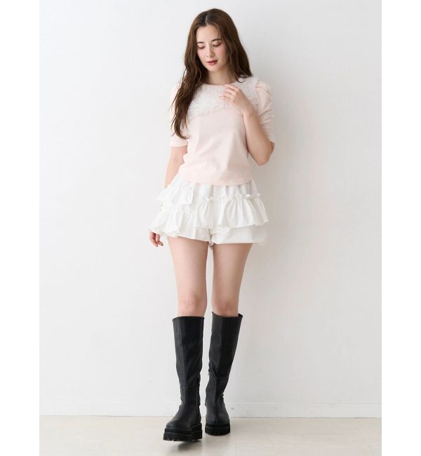 CALNAMUR「チュールフリルトップス」|Tシャツ・カットソー|