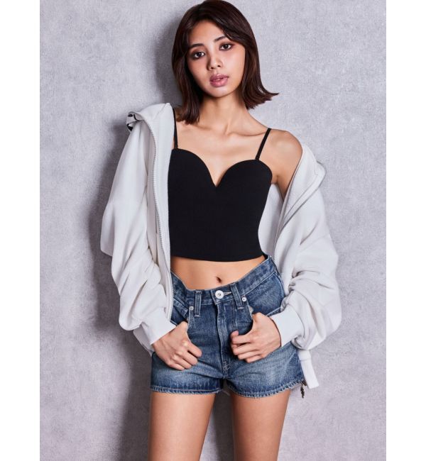 GYDA「FOLDOVERウエストデニムショートパンツ」|デニム|