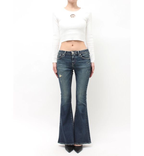 GYDA「ジャストウエストSLIM FITフレアデニムパンツ」|デニム|