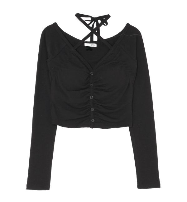 GYDA「フロントギャザーホルターオフショルトップス」|Tシャツ・カットソー|