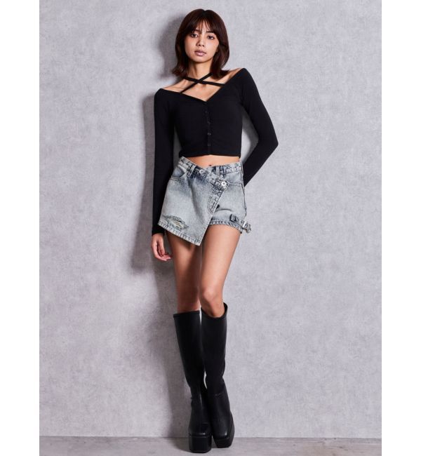 GYDA「フロントギャザーホルターオフショルトップス」|Tシャツ・カットソー|