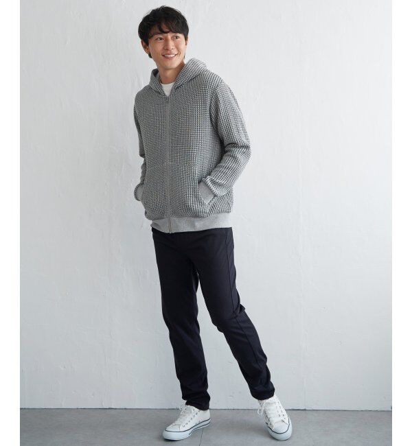 ikka「ビッグワッフルジップパーカー」|カーディガン|