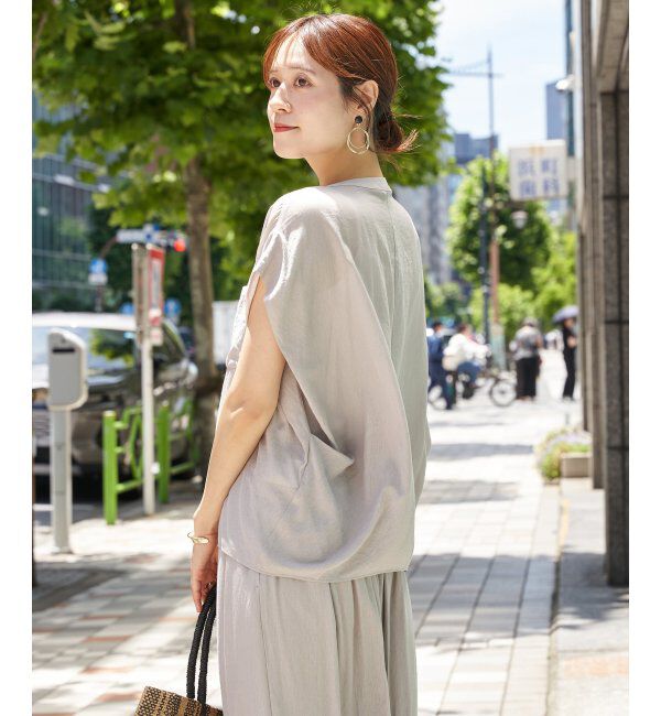 ikka「【セットアップ対応】冷感ボイルタックドルマンブラウス」|シャツ・ブラウス|