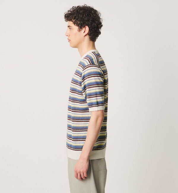 UNITED ARROWS「＜SOVEREIGN＞リネン マルチボーダー ニットTシャツ」|Tシャツ・カットソー|