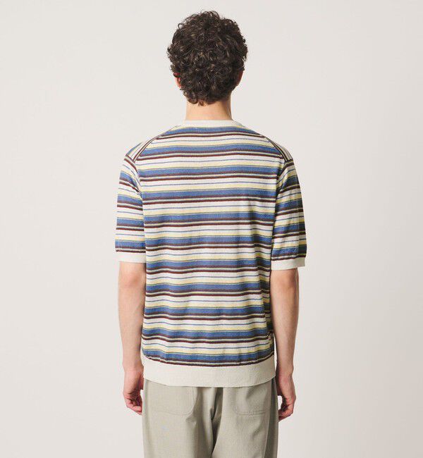UNITED ARROWS「＜SOVEREIGN＞リネン マルチボーダー ニットTシャツ」|Tシャツ・カットソー|