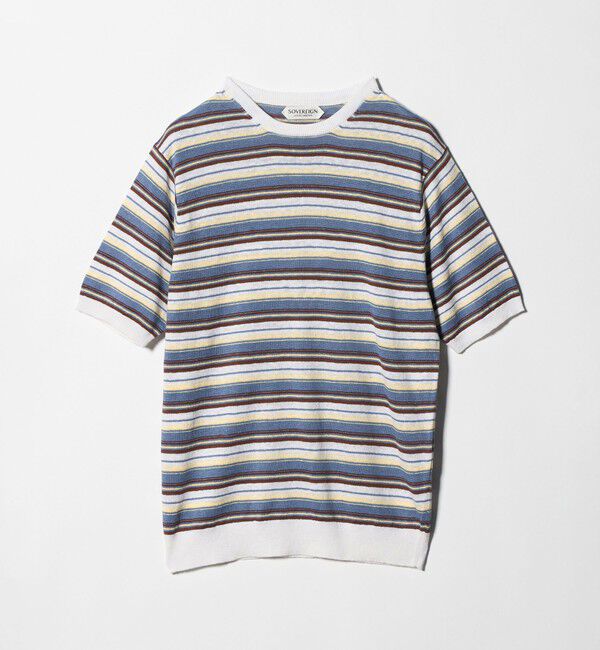 UNITED ARROWS「＜SOVEREIGN＞リネン マルチボーダー ニットTシャツ」|Tシャツ・カットソー|