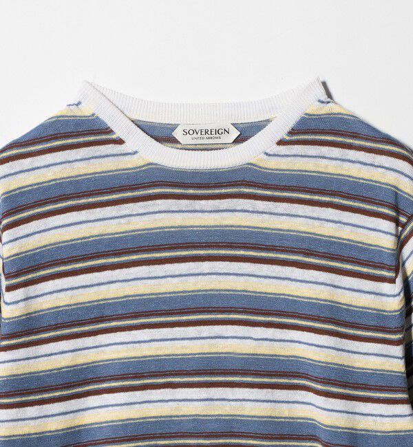 UNITED ARROWS「＜SOVEREIGN＞リネン マルチボーダー ニットTシャツ」|Tシャツ・カットソー|