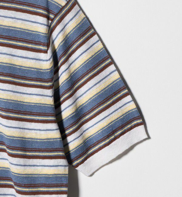 UNITED ARROWS「＜SOVEREIGN＞リネン マルチボーダー ニットTシャツ」|Tシャツ・カットソー|