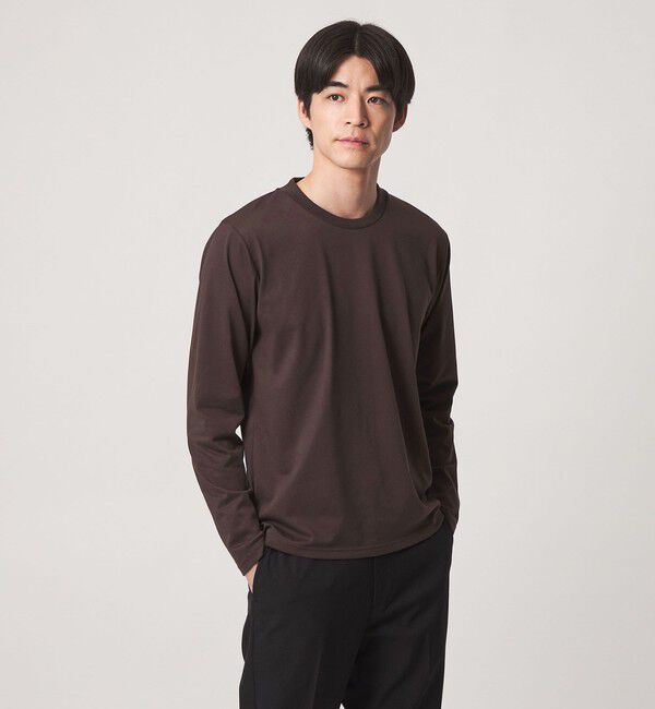 UNITED ARROWS green label relaxing「【WEB限定】JUST fit ジャケイン クルーネック 長袖 Tシャツ -吸水速乾・抗菌-」|Tシャツ・カットソー|DK.BROWN