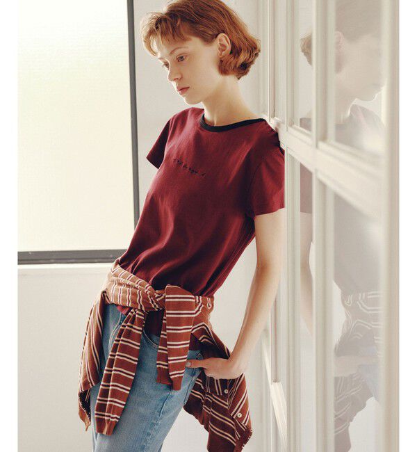UNITED ARROWS green label relaxing「＜To b. by agnes b.コラボ＞ロゴ リンガー Tシャツ」|Tシャツ・カットソー|WINE