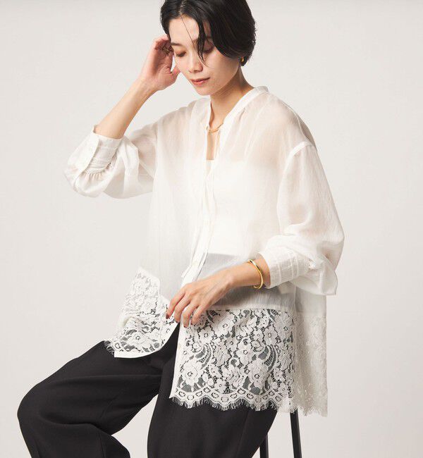 UNITED ARROWS green label relaxing「【結論シリーズ】ミルフィーユレースブラウス」|シャツ・ブラウス|