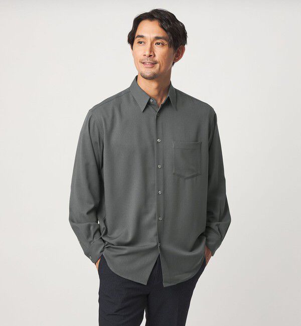 UNITED ARROWS green label relaxing「【WEB限定】JUST fit ウールライク リラックス 長袖 シャツ」|シャツ・ブラウス|