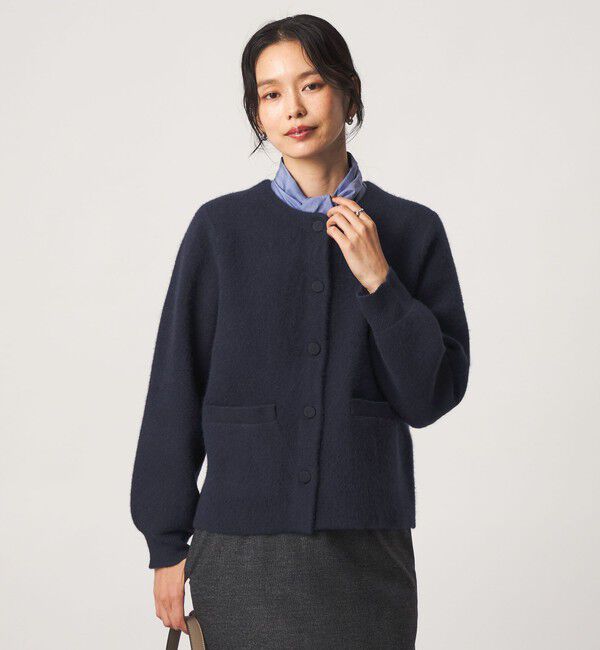 UNITED ARROWS green label relaxing「［size SHORTあり］FOXブレンド セッケツ ノーカラー カーディガン」|カーディガン|