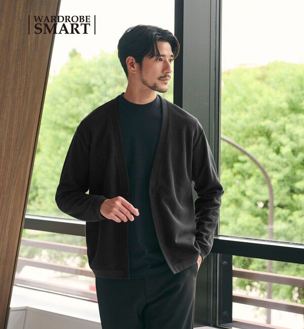 BEAUTY&YOUTH UNITED ARROWS「【WEB限定 WARDROBE SMART】エアリー カノコ  カーディガン 【抗菌・防臭】」|カーディガン|BLACK
