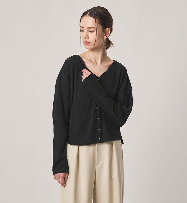 STEVEN ALAN「＜Steven Alan＞コットン Vネック カーディガン」|カーディガン|BLACK
