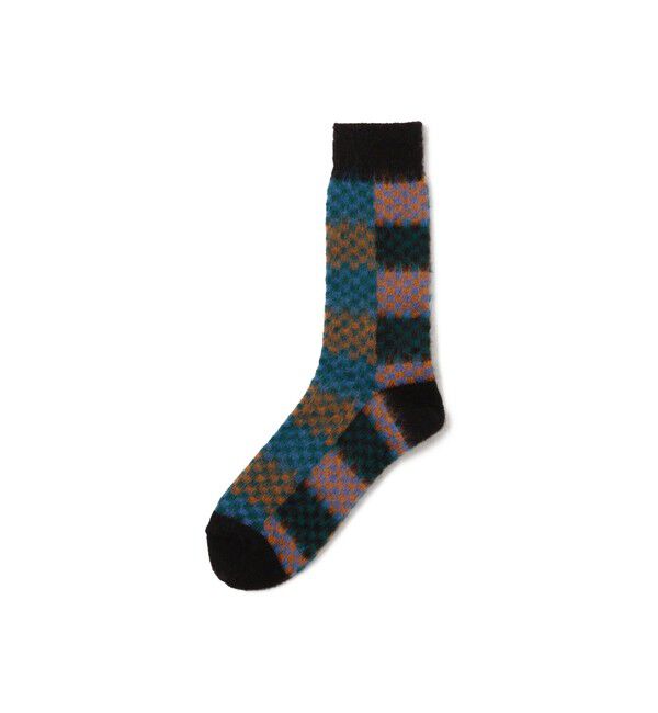 BEAMS「チェック クルー ソックス」|ソックス|BLACK