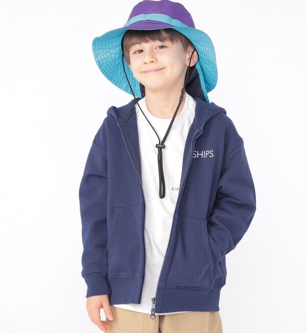 SHIPS KIDS「SHIPS KIDS:100～130cm / ロゴ フード ジップ パーカー」|パーカー|ネイビー