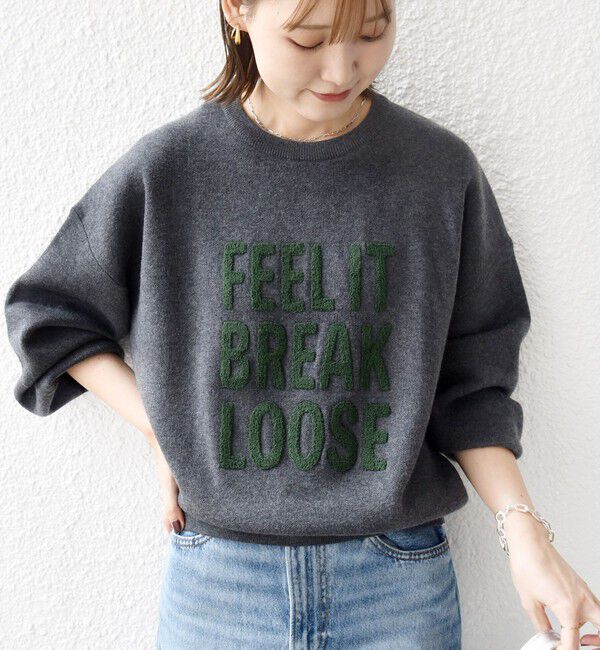 SHIPS for women「《一部予約》【WEB限定】〈手洗い可能〉サガラ 刺繍 / ファンシー レース ロゴ プルオーバー」|ニット・セーター|