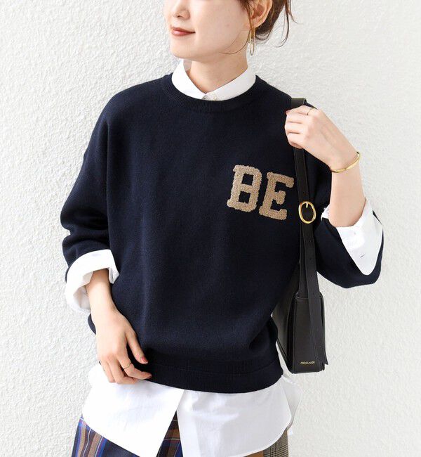 SHIPS for women「《一部予約》【WEB限定】〈手洗い可能〉サガラ 刺繍 / ファンシー レース ロゴ プルオーバー」|ニット・セーター|
