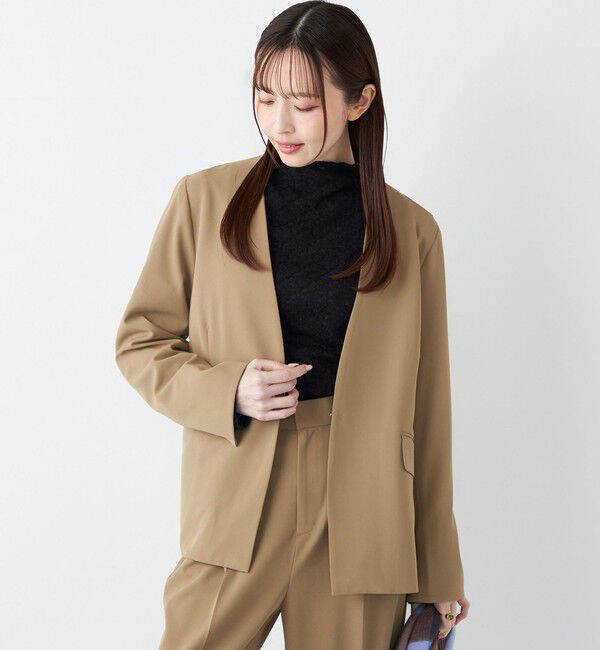 SHIPS Colors 「SHIPS Colors:〈手洗い可能〉2WAY ストレッチ Vカラー ジャケット（セットアップ対応可能）◇」|ノーカラージャケット|