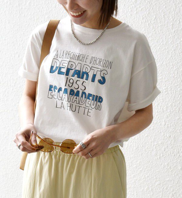 SHIPS any「《一部追加予約》【SHIPS any別注】La Hutte:〈洗濯機可能〉デザイン ロゴ プリント TEE 26SS」|Tシャツ・カットソー|ホワイト系2
