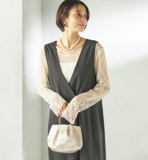 SHIPS for women「little black:〈手洗い可能〉2WAY レース ロング スリーブ TEE」|Tシャツ・カットソー|