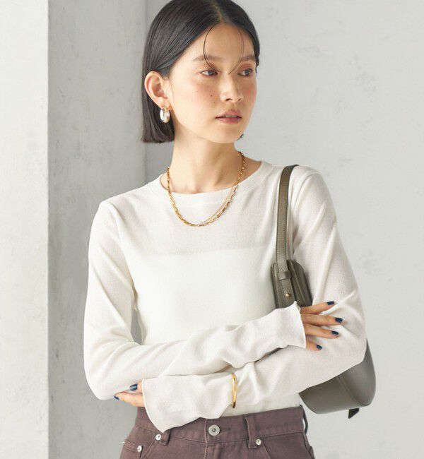 SHIPS for women「〈手洗い可能〉ドライ テレコ リブ クルーネック プルオーバー」|Tシャツ・カットソー|