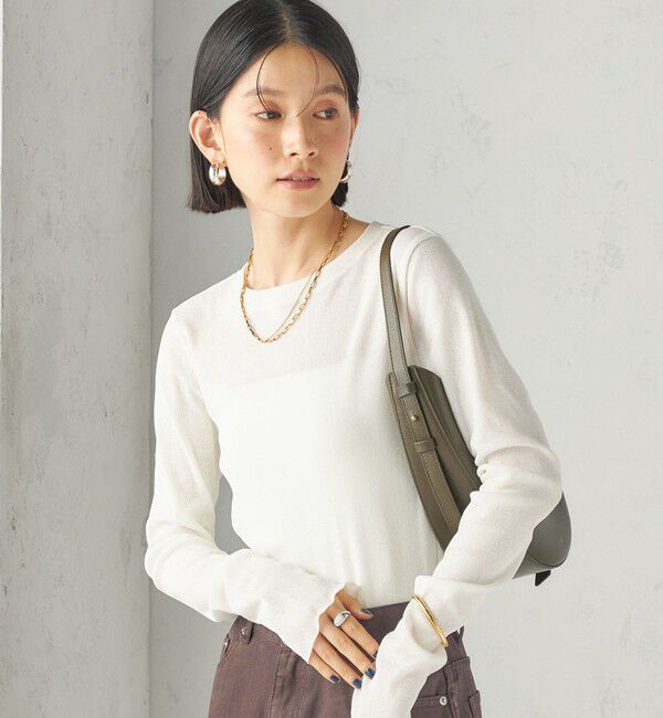SHIPS for women「〈手洗い可能〉ドライ テレコ リブ クルーネック プルオーバー」|Tシャツ・カットソー|