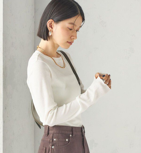 SHIPS for women「〈手洗い可能〉ドライ テレコ リブ クルーネック プルオーバー」|Tシャツ・カットソー|