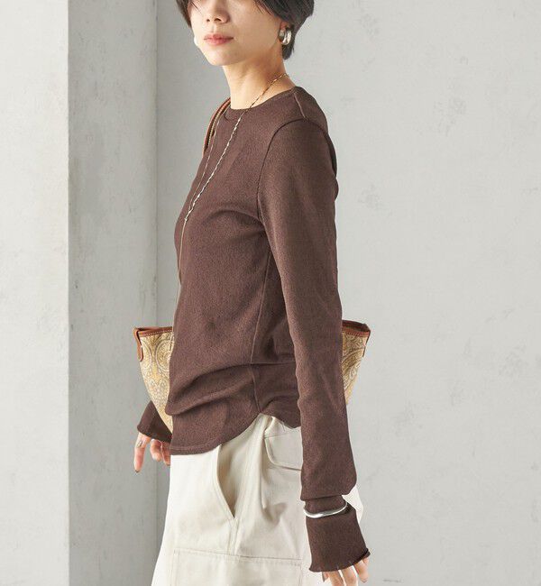 SHIPS for women「〈手洗い可能〉ドライ テレコ リブ クルーネック プルオーバー」|Tシャツ・カットソー|ブラウン