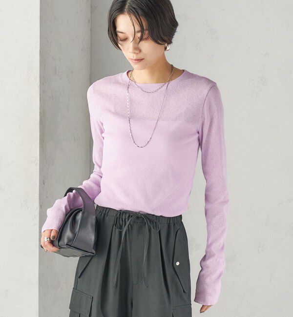 SHIPS for women「〈手洗い可能〉ドライ テレコ リブ クルーネック プルオーバー」|Tシャツ・カットソー|ラベンダー