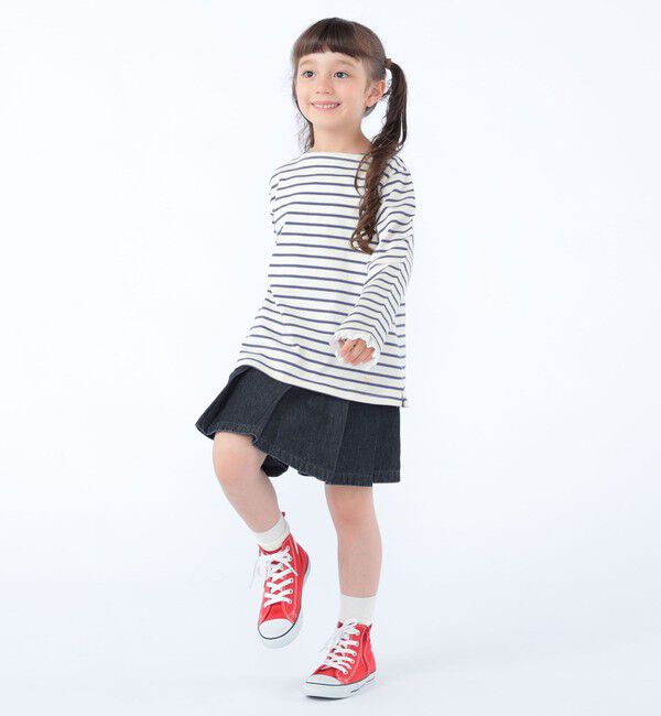 SHIPS KIDS「SHIPS KIDS:100～130cm/コットンレース ボーダー ロングスリーブ Tシャツ」|Tシャツ・カットソー|