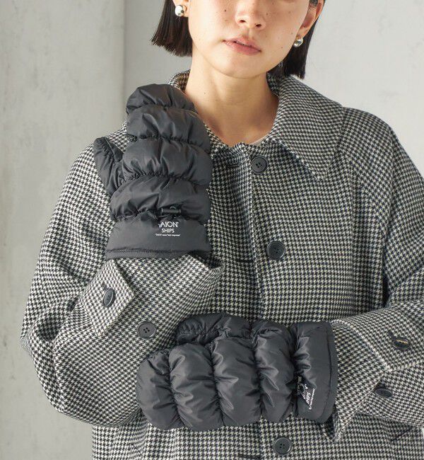 SHIPS for women「《予約》【SHIPS別注】TAION:〈手洗い可能〉SHIRRING MITTEN」|手袋|ブラック