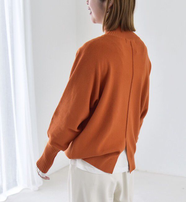 quaranciel「《予約》〈洗濯機可能〉タートルネック ラグラン ロングリブ ニット プルオーバー 26AW」|ニット・セーター|オレンジ