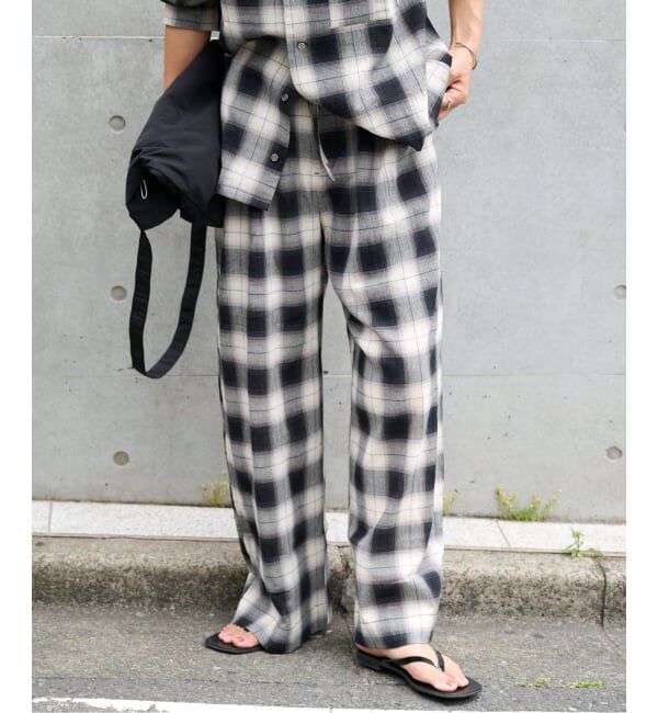 OUTDOOR PRODUCTS Usual Things「PLAIDパターンイージーワイドパンツ セットアップ対応」|スラックス|