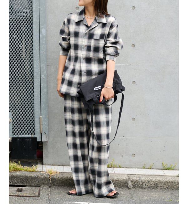 OUTDOOR PRODUCTS Usual Things「PLAIDパターンイージーワイドパンツ セットアップ対応」|スラックス|
