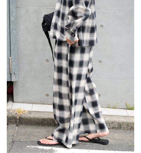 OUTDOOR PRODUCTS Usual Things「PLAIDパターンイージーワイドパンツ セットアップ対応」|スラックス|