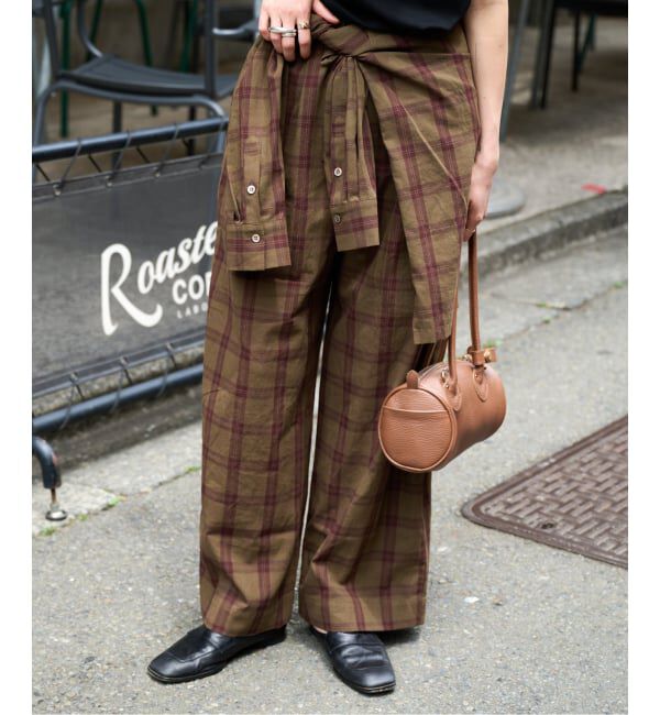 OUTDOOR PRODUCTS Usual Things「PLAIDパターンイージーワイドパンツ セットアップ対応」|スラックス|