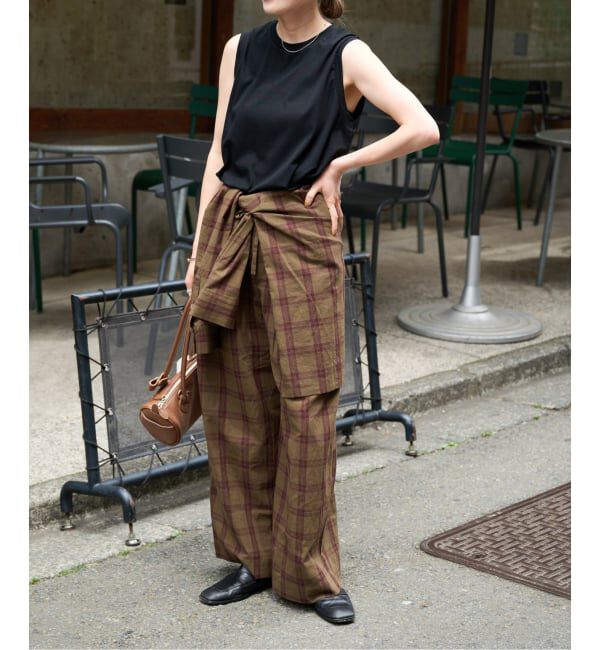 OUTDOOR PRODUCTS Usual Things「PLAIDパターンイージーワイドパンツ セットアップ対応」|スラックス|