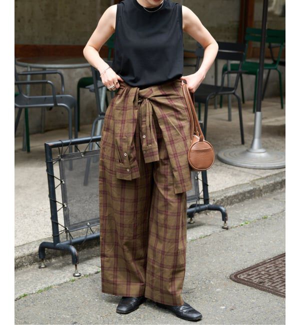 OUTDOOR PRODUCTS Usual Things「PLAIDパターンイージーワイドパンツ セットアップ対応」|スラックス|