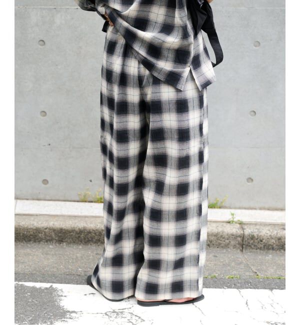 OUTDOOR PRODUCTS Usual Things「PLAIDパターンイージーワイドパンツ セットアップ対応」|スラックス|