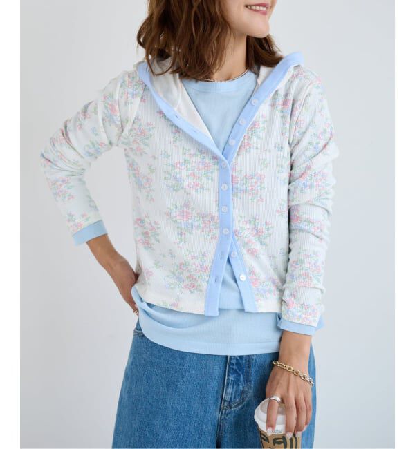 OUTDOOR PRODUCTS Usual Things「miller ex flower waffle hoody CD」|カーディガン|ブラック